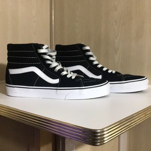 Vans Sk8-HI SKATE SHOES MENS BLACK/WHITE